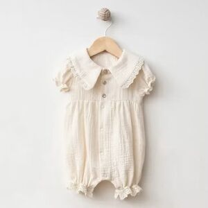 Cream Lace Collar Baby Romper